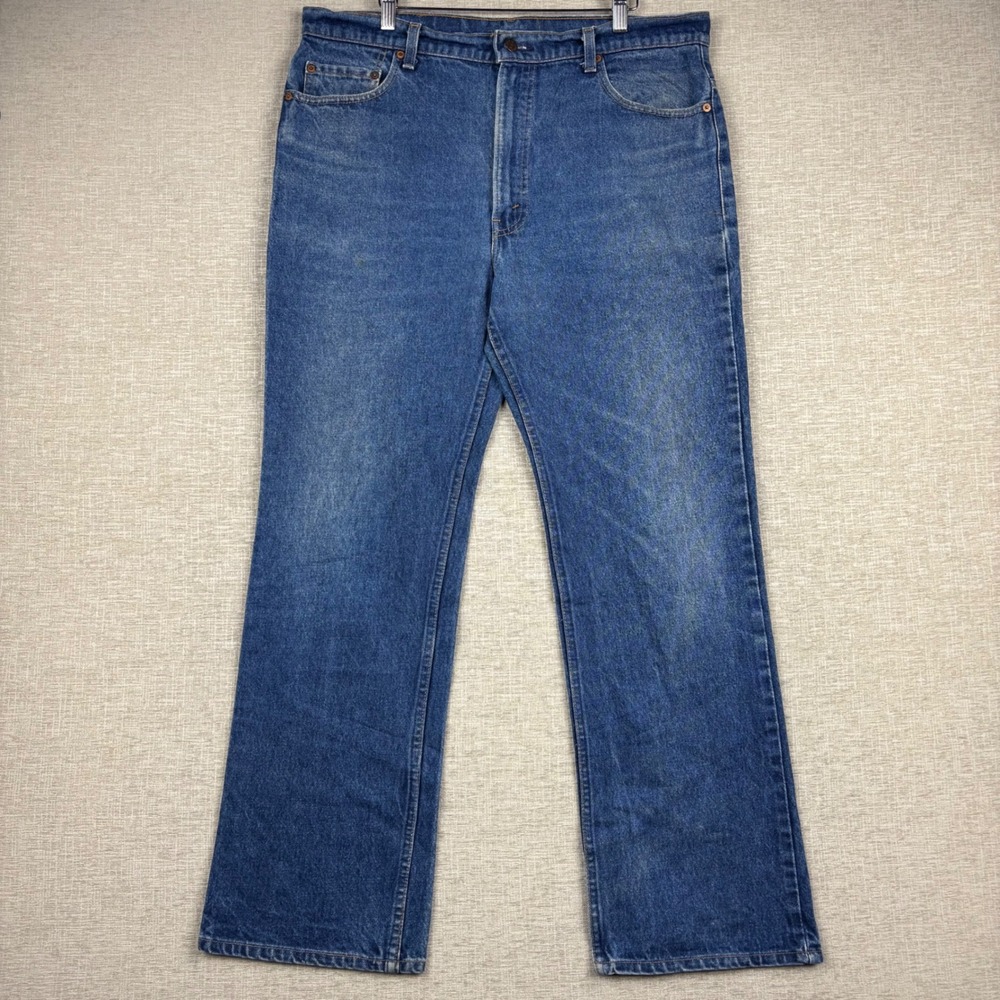 Levis 505 Mens 34x31 Jeans Grungy Ocean Blue Washed Denim HighLow Fades